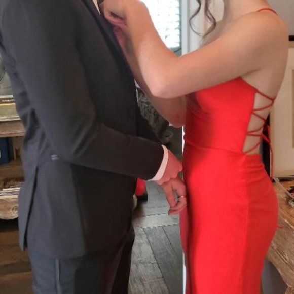 CHERRY RED Sherri Hill Prom Gown - Picture 1 of 7